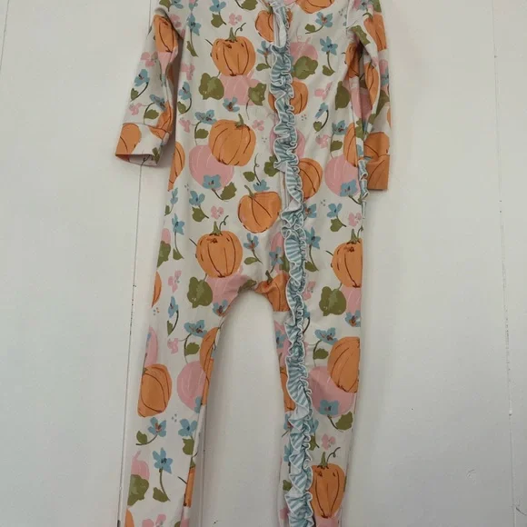 Sweet Honey Girls 4Y Pumpkin Zipper Pajamas Lounge Layette Romper - Picture 4 of 10